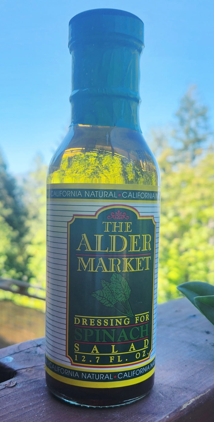 Bottle of Alder Market Dressing for Spinach Salad